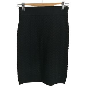 SIMONS Black Cable Chunky Chevron Knitted Mini Skirt Size Extra-Small NWT
